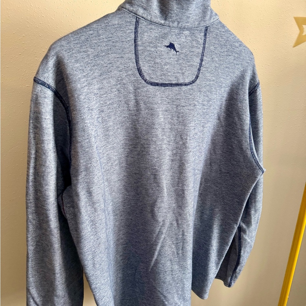 Tommy Bahama Quarter Zip Pullover Mens Medium Blue Heather Lightweight Sweater - Picture 4 of 5